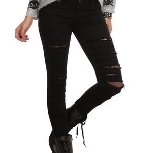 Fishnet Ripped Skinny Jeans